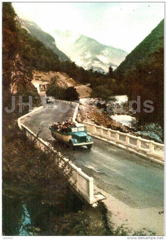 motor route to lake Ritsa - truck - Abkhazia - Georgia USSR - unused - JH Postcards