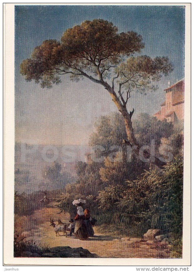 painting by S. Vorobyev - Italian View , 1852 - goat - Russian Art - 1959 - Russia USSR - unused - JH Postcards