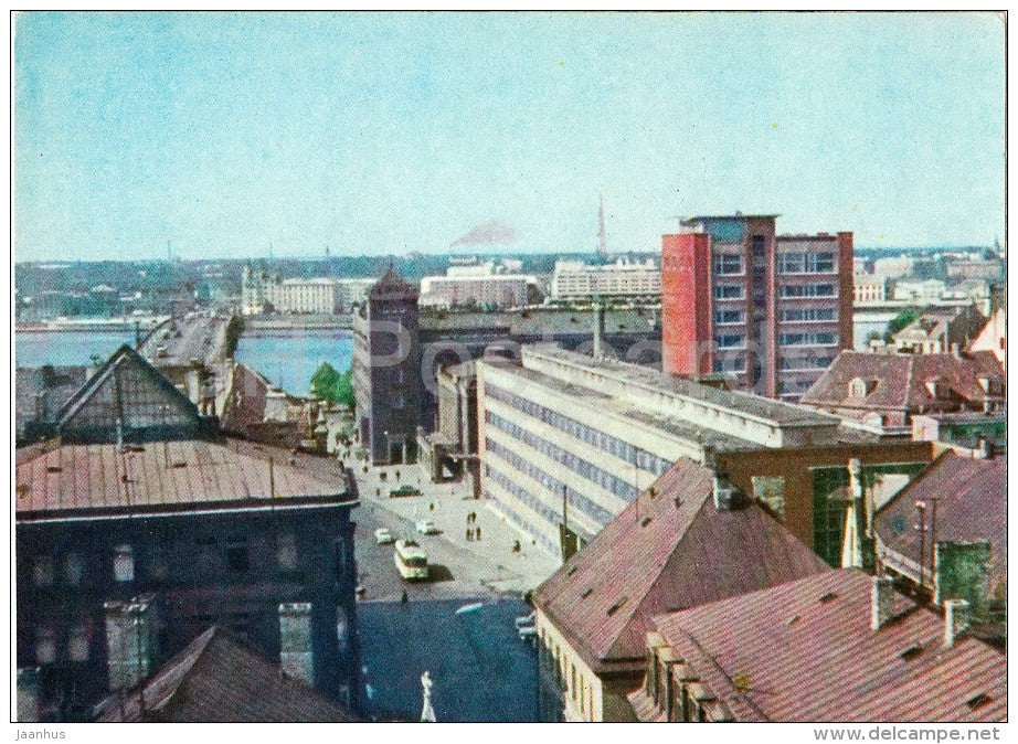 View on Pardaugava - Riga - old postcard - Latvia USSR - unused - JH Postcards