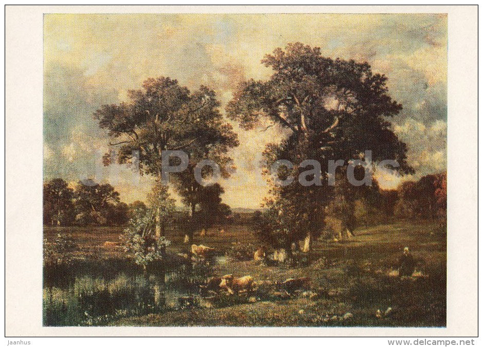 painting by Jules Dupre - Landscape with Cows , 1850 - French Art - 1984 - Russia USSR - unused - JH Postcards