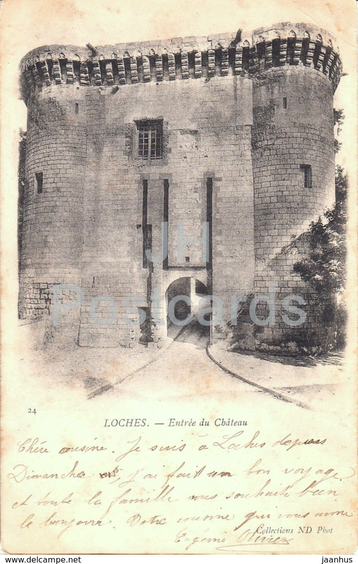 Loches - Entree du Chateau - castle - 24 - old postcard - France - used