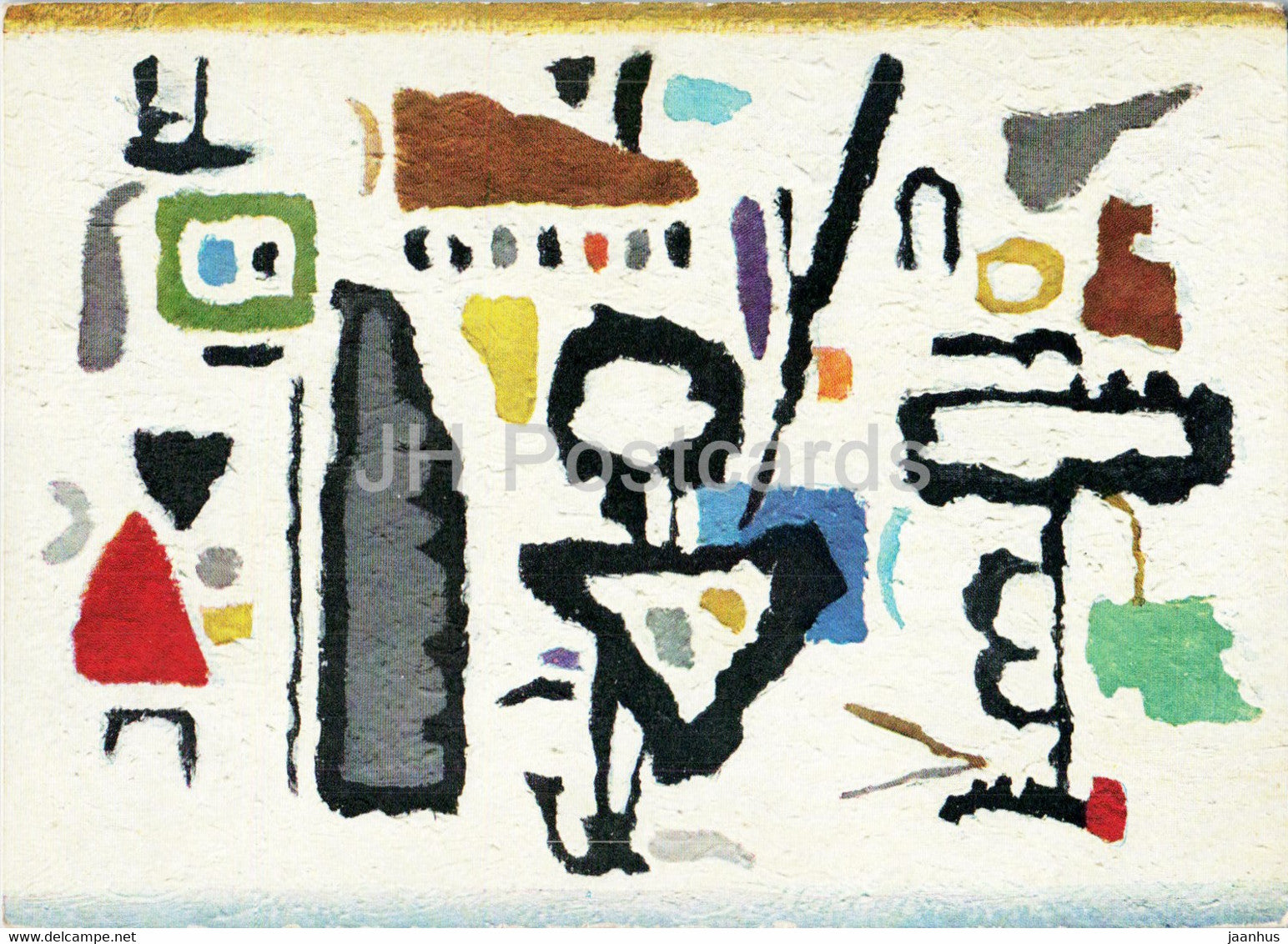 painting by Willi Baumeister - Afrikanisch - African - German art - Germany - unused - JH Postcards