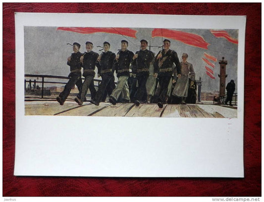 Painting by A. A. Deyneka - Left march. 1941 - soldiers - russian art - unused - JH Postcards