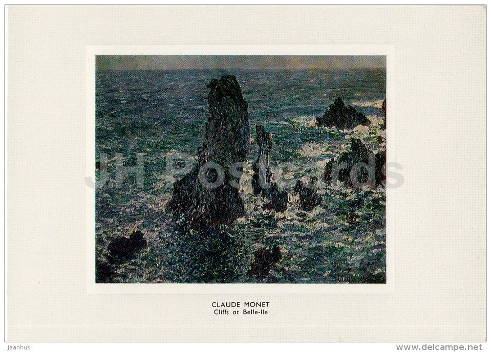 painting by Claude Monet - Cliffs at Belle-Ile , 1886 - French Art - 1986 - Russia USSR - unused - JH Postcards