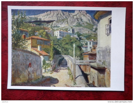 Painting by S.A. Vinogradov - Ai-Petri mountain in Ukraine , 1917 - russian art - unused - JH Postcards
