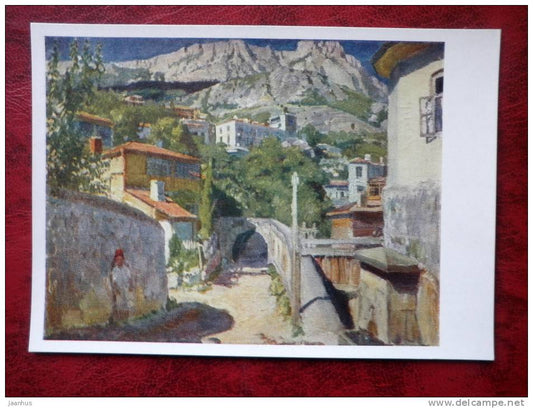 Painting by S.A. Vinogradov - Ai-Petri mountain in Ukraine , 1917 - russian art - unused - JH Postcards