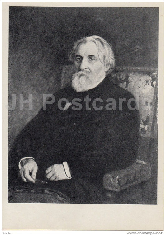 painting  by I. Repin - Portrait of Russian Writer I. Turgenev , 1874 - Russian art - 1966 - Russia USSR - unused - JH Postcards