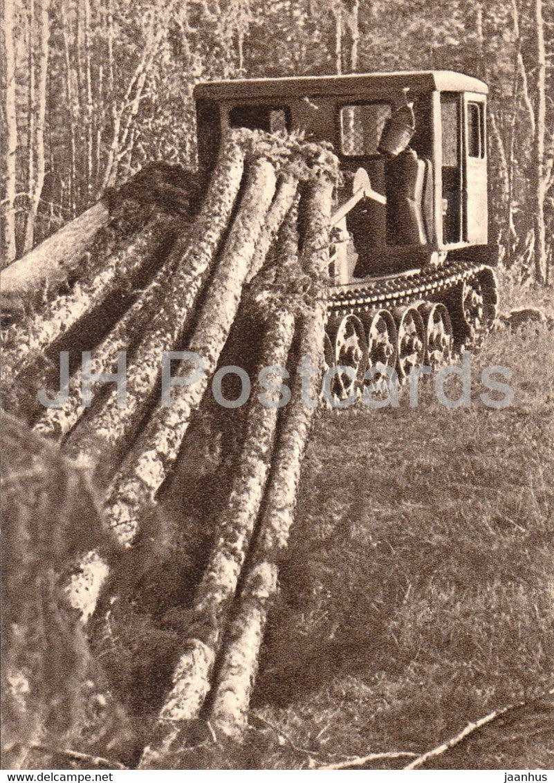 Yakutia - Sakha Republic - in Taiga - forestry tractor - 1963 - Russia USSR - unused - JH Postcards