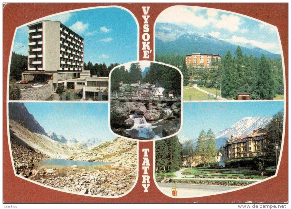 Horny Smokovec - hotel Bellevue - Novy Smokovec - hotel Park - Vysoke Tatry - Czechoslovakia - Slovakia - used 1974 - JH Postcards