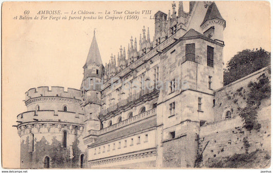 Amboise - Le Chateau - La Tour Charles VIII - castle - 60 - old postcard - France - used - JH Postcards