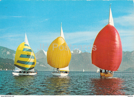Thunersee Segelsport - Lake of Thun Yachting School - sailing boat - 8274 - 1985 - Switzerland - used - JH Postcards