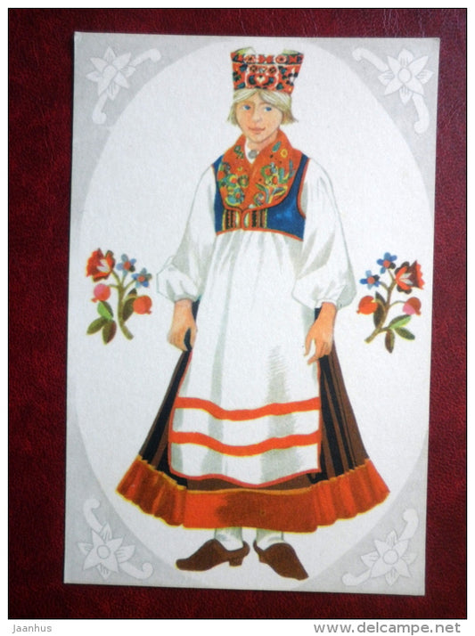 Estonian national costumes - woman from Kihelkonna - 1975 - Estonia - USSR - unused - JH Postcards