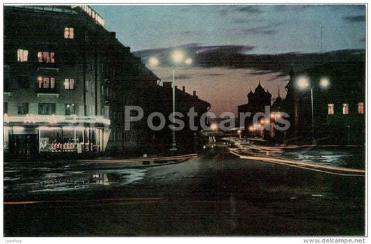 evening on October prospekt - Pskov - 1973 - Russia USSR - unused - JH Postcards