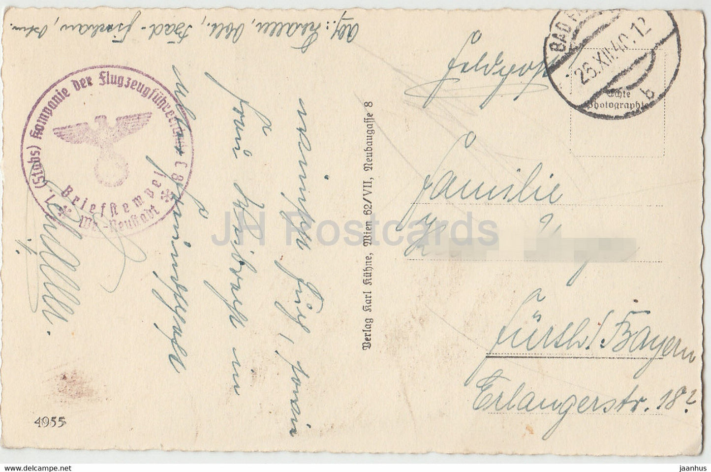 Frohe Weihnacht und ein gutes neues Jahr - Skifahren - alte Postkarte - 1940 - Deutschland - gebraucht