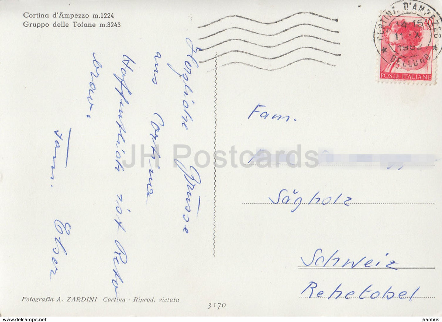 Cortina d'Ampezzo 1224 m - Gruppo delle Tofane 3243 m - Berg - 1962 - Italien - gebraucht