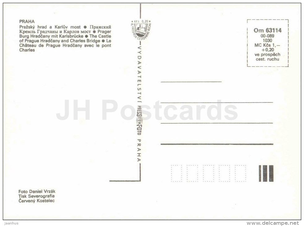 The Castle of Prague Hradcany and Charles Bridge - night - Praha - Prague - Czechoslovakia - Czech - unused - JH Postcards