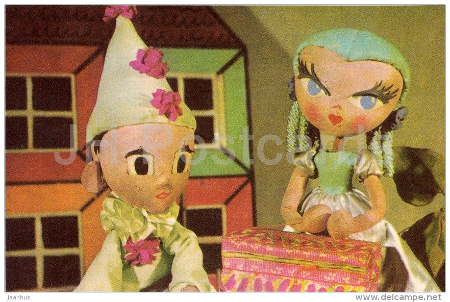 staging Golden Key - Malvina and Pierrot - puppet - Estonian Puppetry performances - 1972 - Estonia USSR - unused - JH Postcards