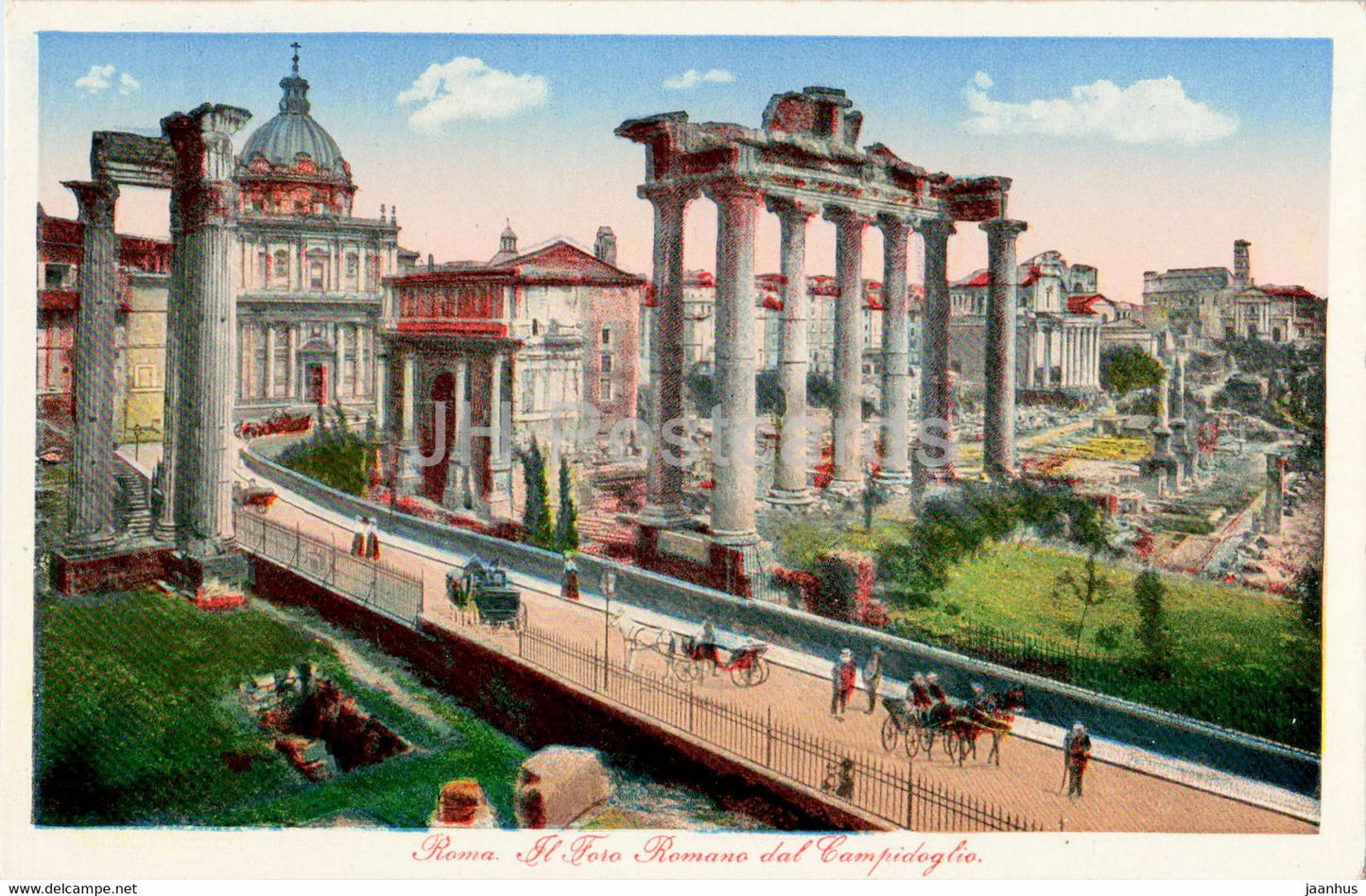 Roma - Rome - Il Foro Romano dal Campidoglio - Roman Forum - ancient world - 5449 - old postcard - Italy - unused - JH Postcards