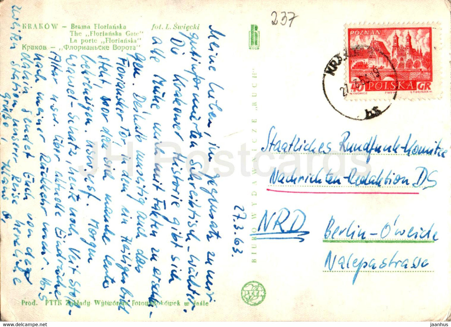Krakow - Brama Florianska - Florianska Gate - 1963 - Poland - used