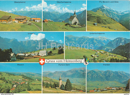 Gruss vom Heinzenberg - Obergmeind - Urmein - Masein - Fierden - Obertschappina - 1983 - Switzerland - used - JH Postcards