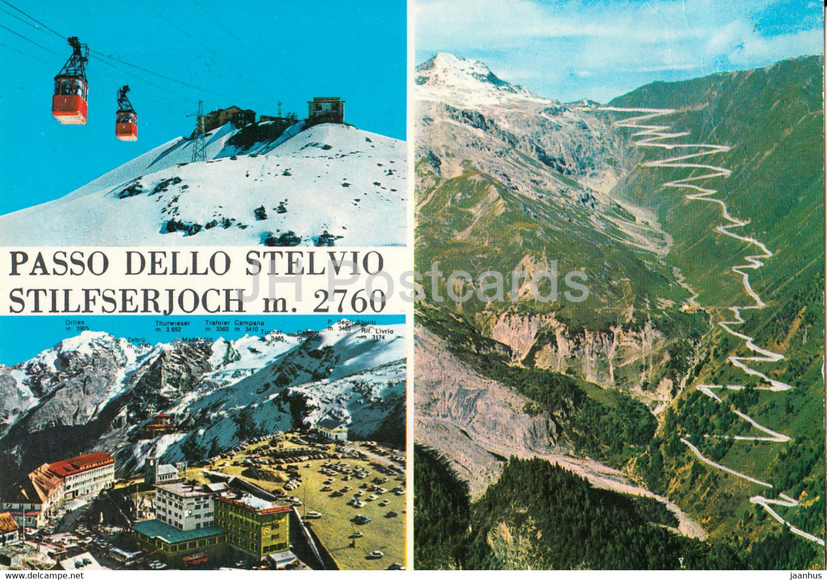 Passo dello Stelvio - Stilfserjoch 2760 m - cable car - 1974 - Italy - Italia - used - JH Postcards
