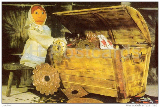 staging Kaval-Ants and the Devil - Old Woman - puppet - Estonian Puppetry performances - 1972 - Estonia USSR - unused - JH Postcards
