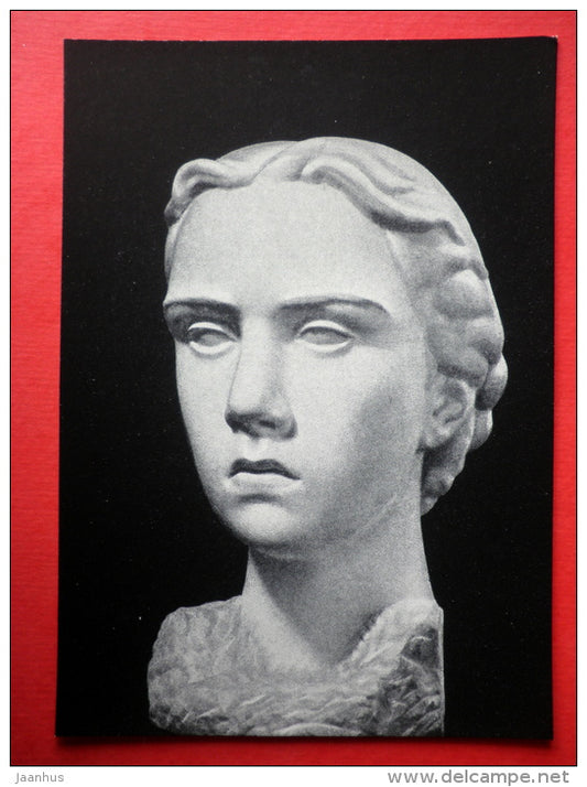 sculpture by J. Mikenas - Portrait of the Artist's Daughter Rima - lithuanian art - unused - JH Postcards