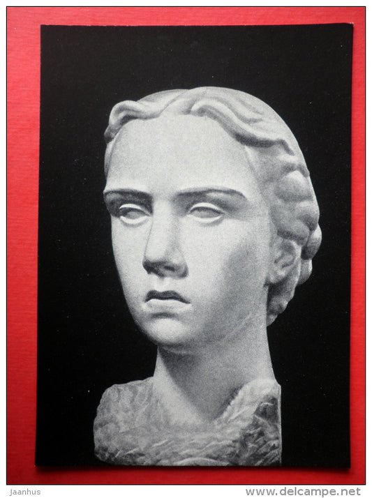 sculpture by J. Mikenas - Portrait of the Artist's Daughter Rima - lithuanian art - unused - JH Postcards