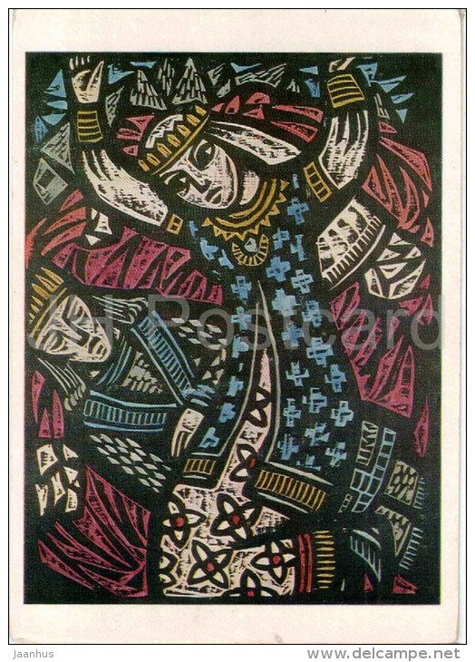 painting by A. Makunaite - Oath .Egle . Queen snakes - lithuanian art - unused - JH Postcards