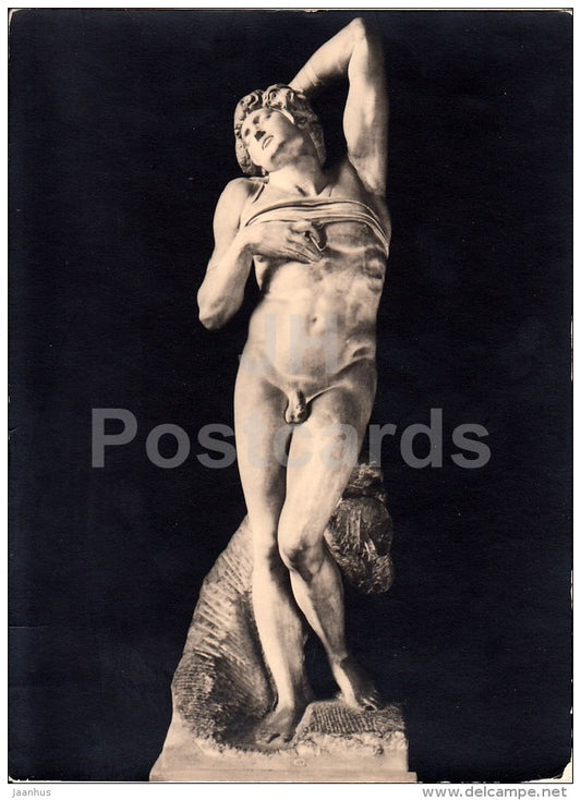 sculpture by Michelangelo - The Dying Slave - nude - naked - Italian Art - 1967 - Germany - unused - JH Postcards