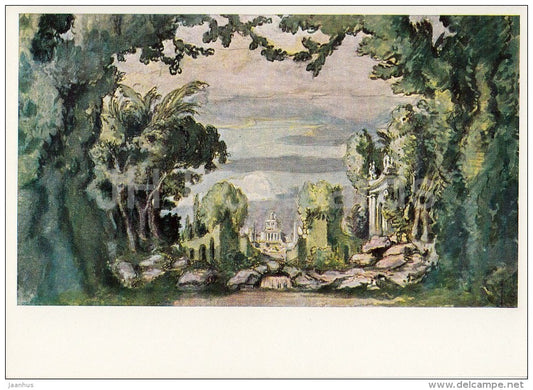 painting by A. Benois - The Gardens of Armida , 1905 - Russian art - 1967 - Russia USSR - unused - JH Postcards