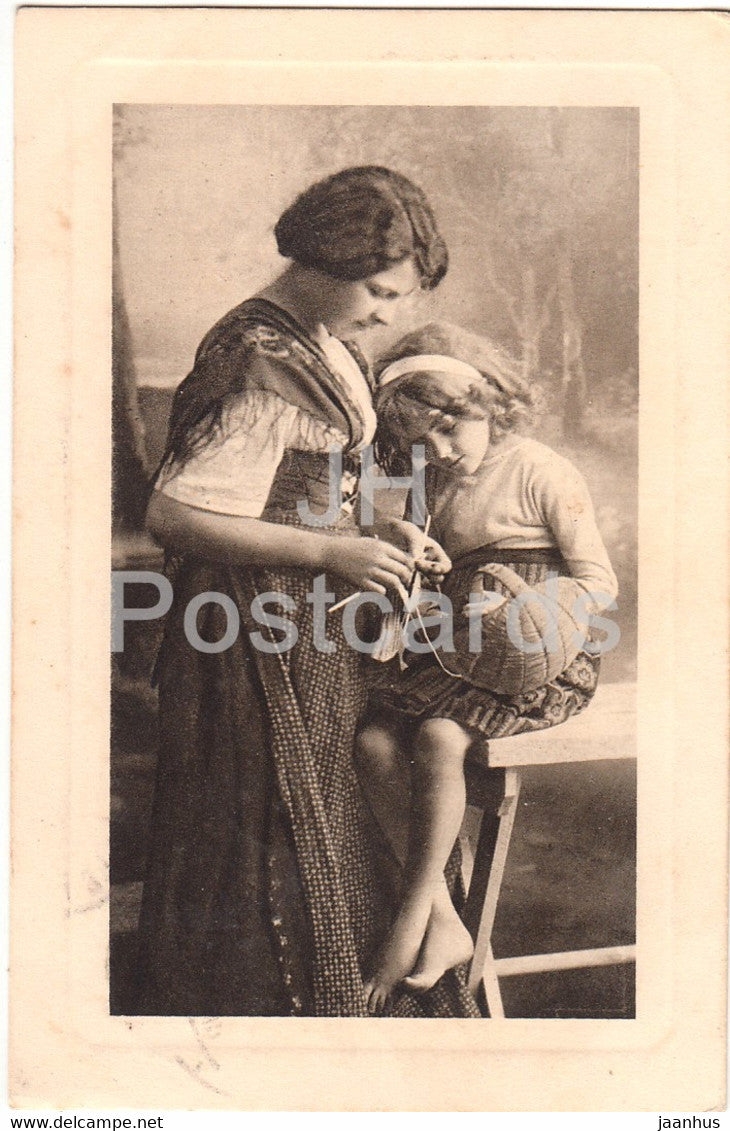 mother and child - girl - Wiener Rotophot - Serie Nr 2409 - old postcard - 1909 - Austria - used - JH Postcards