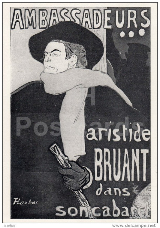 painting by Henri de Toulouse-Lautrec - Aristide Bruant , 1892 - French Art - 1963 - Russia USSR - unused - JH Postcards