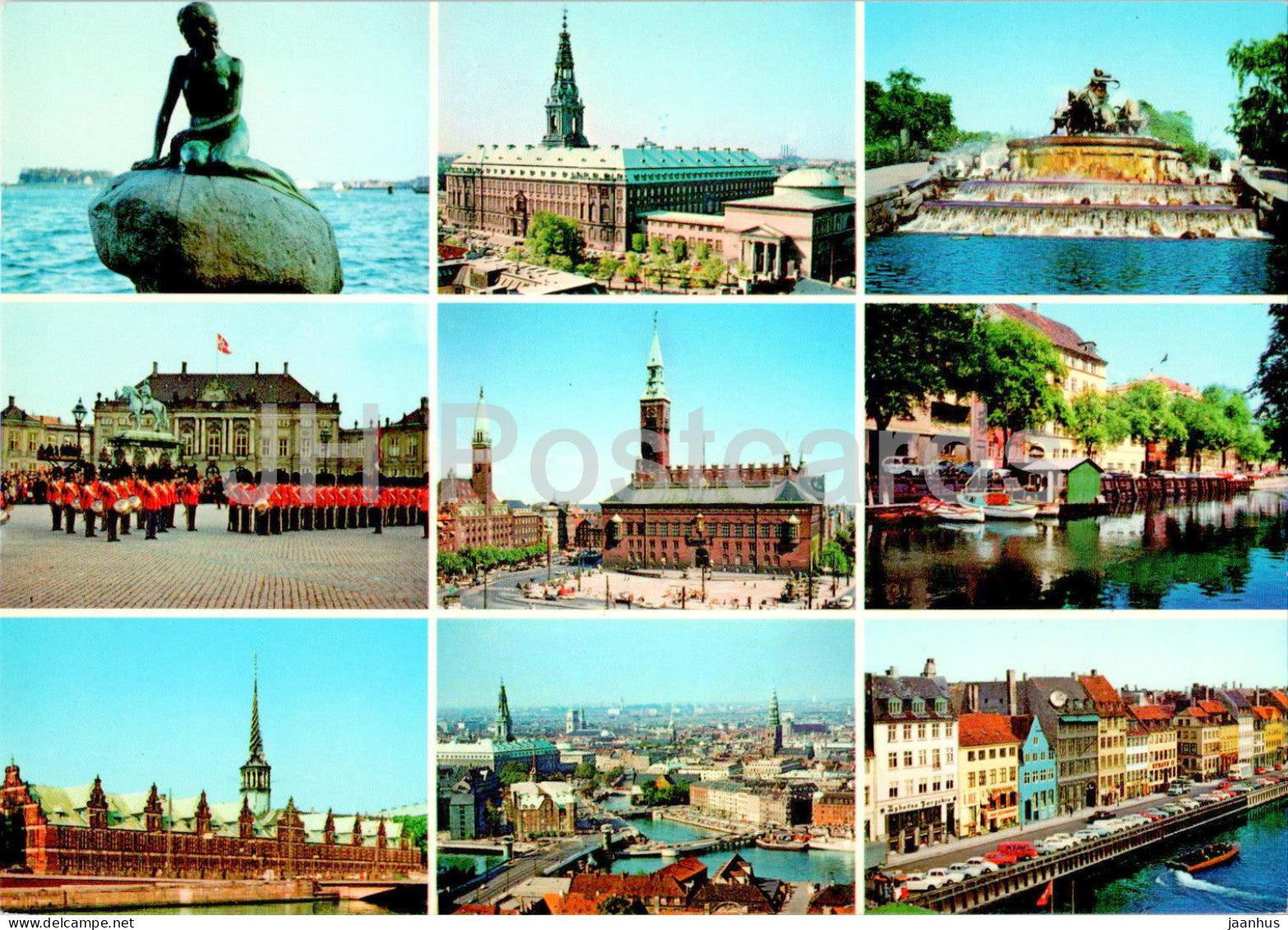 Copenhagen - Kobenhavn - Little Mermaid - Royal Guard - Gefion fountain - multiview - 1725 - Denmark - unused - JH Postcards