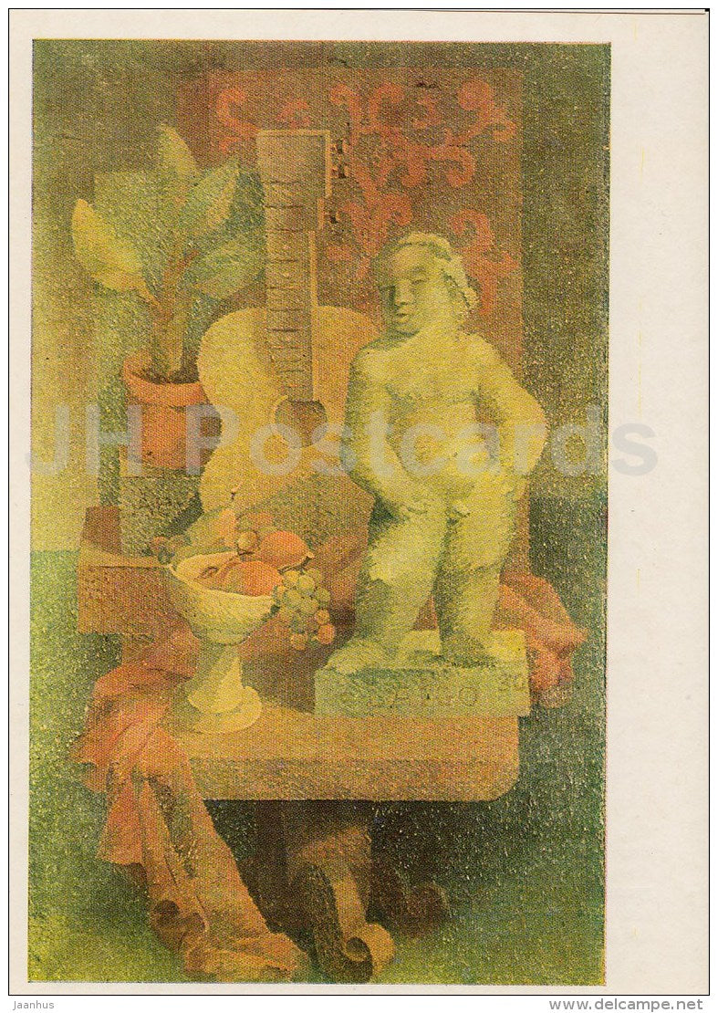 painting by A. Laigo - Still Life ith a Guitar , 1930 - Estonian art - 1983 - Estonia USSR - unused - JH Postcards