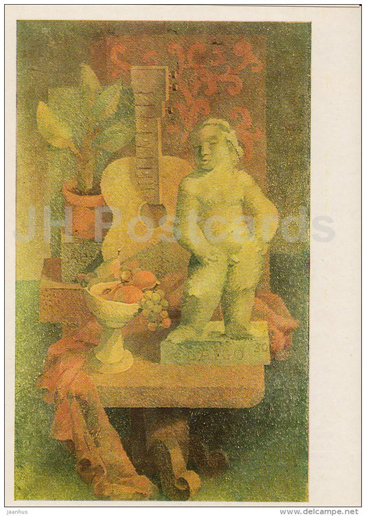 painting by A. Laigo - Still Life ith a Guitar , 1930 - Estonian art - 1983 - Estonia USSR - unused - JH Postcards