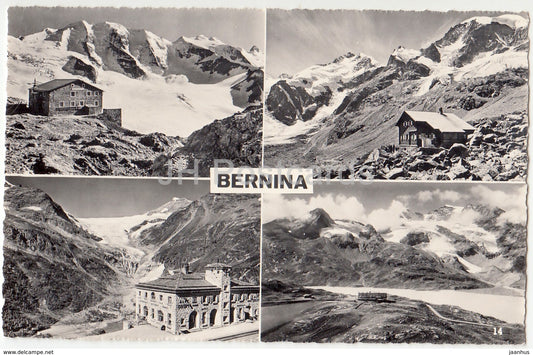 Bernina - multiview - Buffet Alp Grum 14 - Switzerland - old postcard - unused - JH Postcards