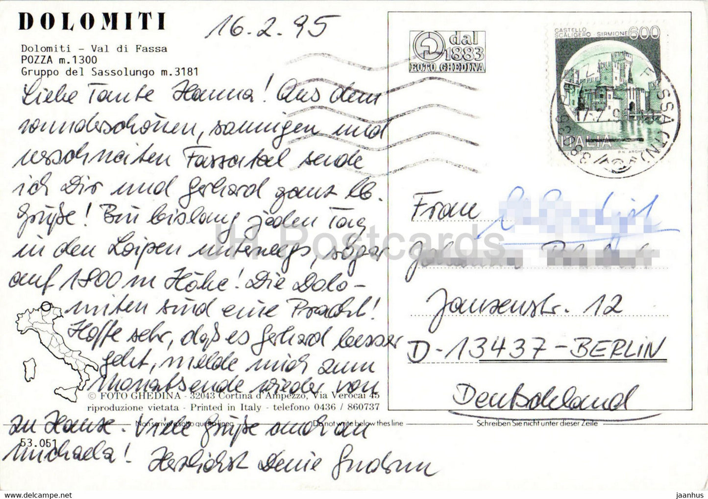 Pozza di Fassa - Dolomiti - Val di Fassa - Gruppo del Sassolungo - 1995 - Italy - used