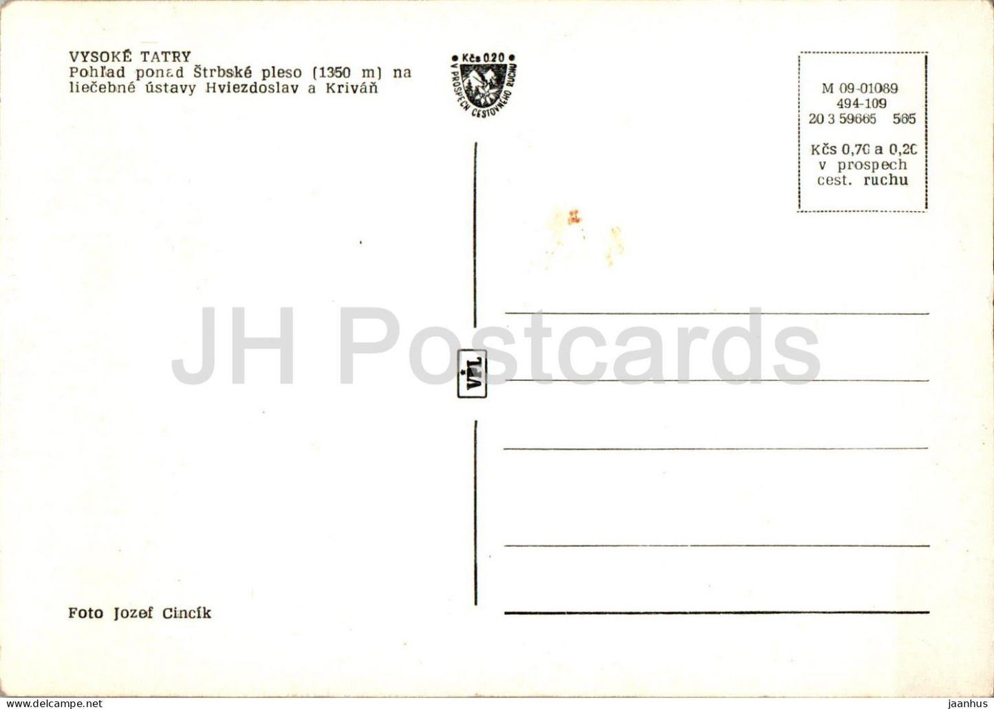 Vysoke Tatry - Pohlad ponad Strbske pleso 1350 m - liecebne ustavy Hviezdoslav - Slovakia - Czechoslovakia - unused