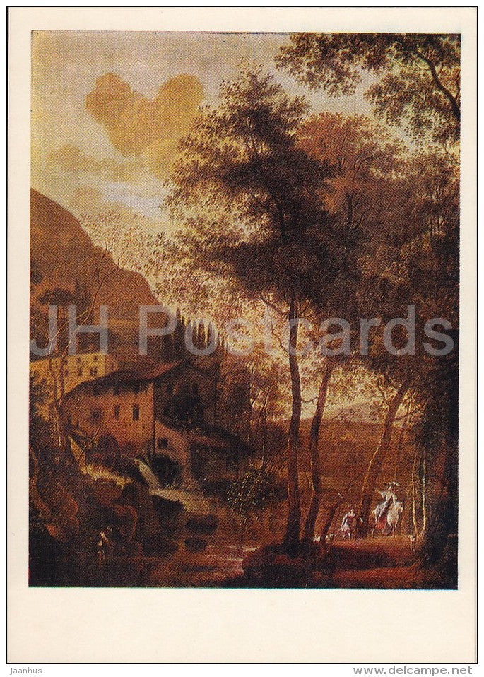 painting by Adriaen Ocker - Landscape with Watermill - Dutch art - 1980 - Russia USSR - unused - JH Postcards