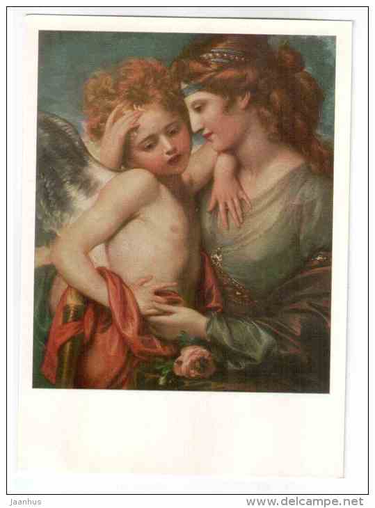 painting by Benjamin West - Venus Consoling Cupid Stung by a Bee - british art - unused - JH Postcards