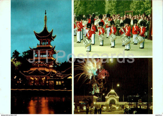 Copenhagen - Tivoli - Chinese Tower - Guard - Fireworks - multiview - Denmark - unused - JH Postcards