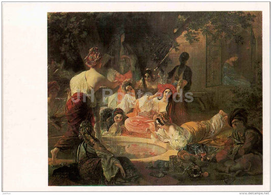 painting by K. Bryullov - The fountain of Bakhchisarai , 1838-49 - harem - Russian art - 1985 - Russia USSR - unused - JH Postcards