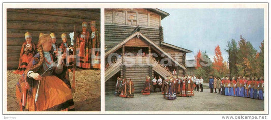 folk festival in museum - Arkhangelsk museum of local lore - wooden architecture - 1986 - Russia USSR - unused - JH Postcards