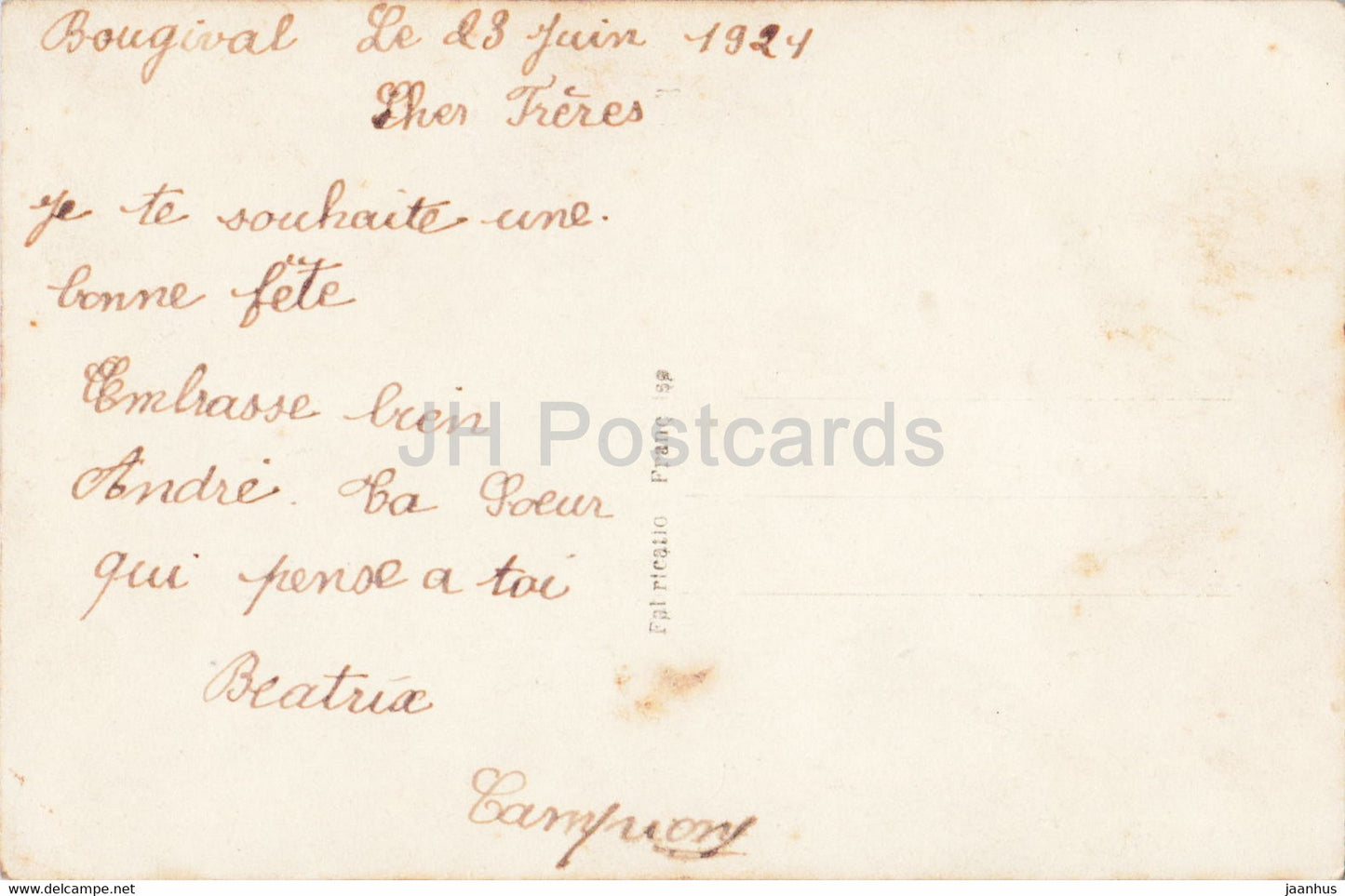 Greeting Card - Bonne Fete - DIX Paris 1491 - girl - old postcard - 1924 - France - used