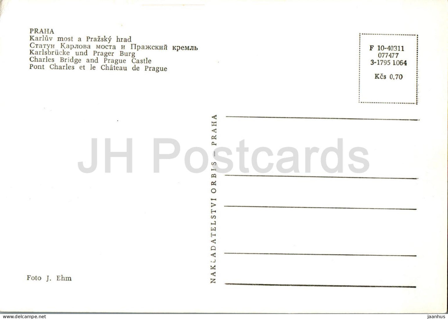 Praha - Prague - Karluv Most - Charles Bridge - Prague Castle - 10-40311 - Czech Republic - Czechoslovakia - unused