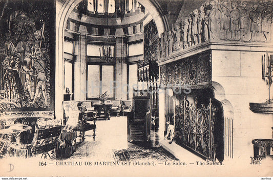 Chateau de Martinvast - Le Salon - castle - 164 - old postcard - 1928 - France - used - JH Postcards