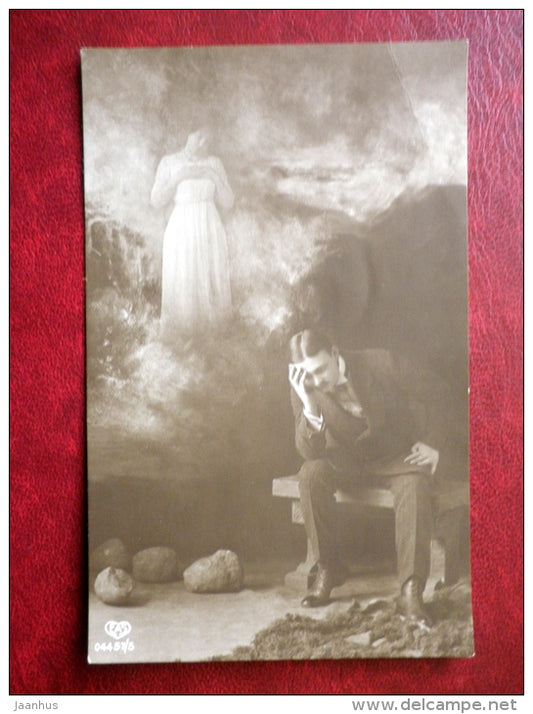 man - memories - EAS 04457/5 - old postcard - circulated in Estonia - used - JH Postcards