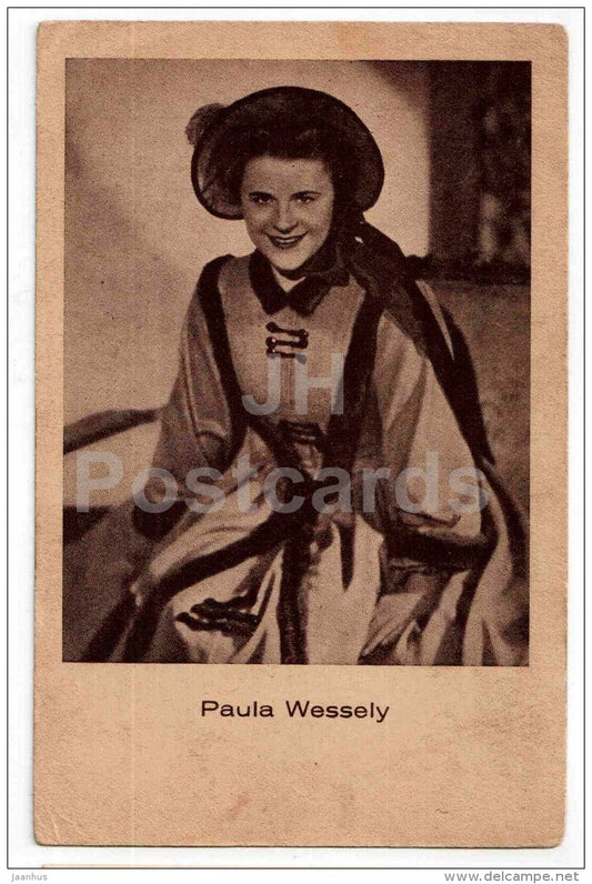 Paula Wessley - movie actress - film - hat - old postcard - Germany - unused - JH Postcards