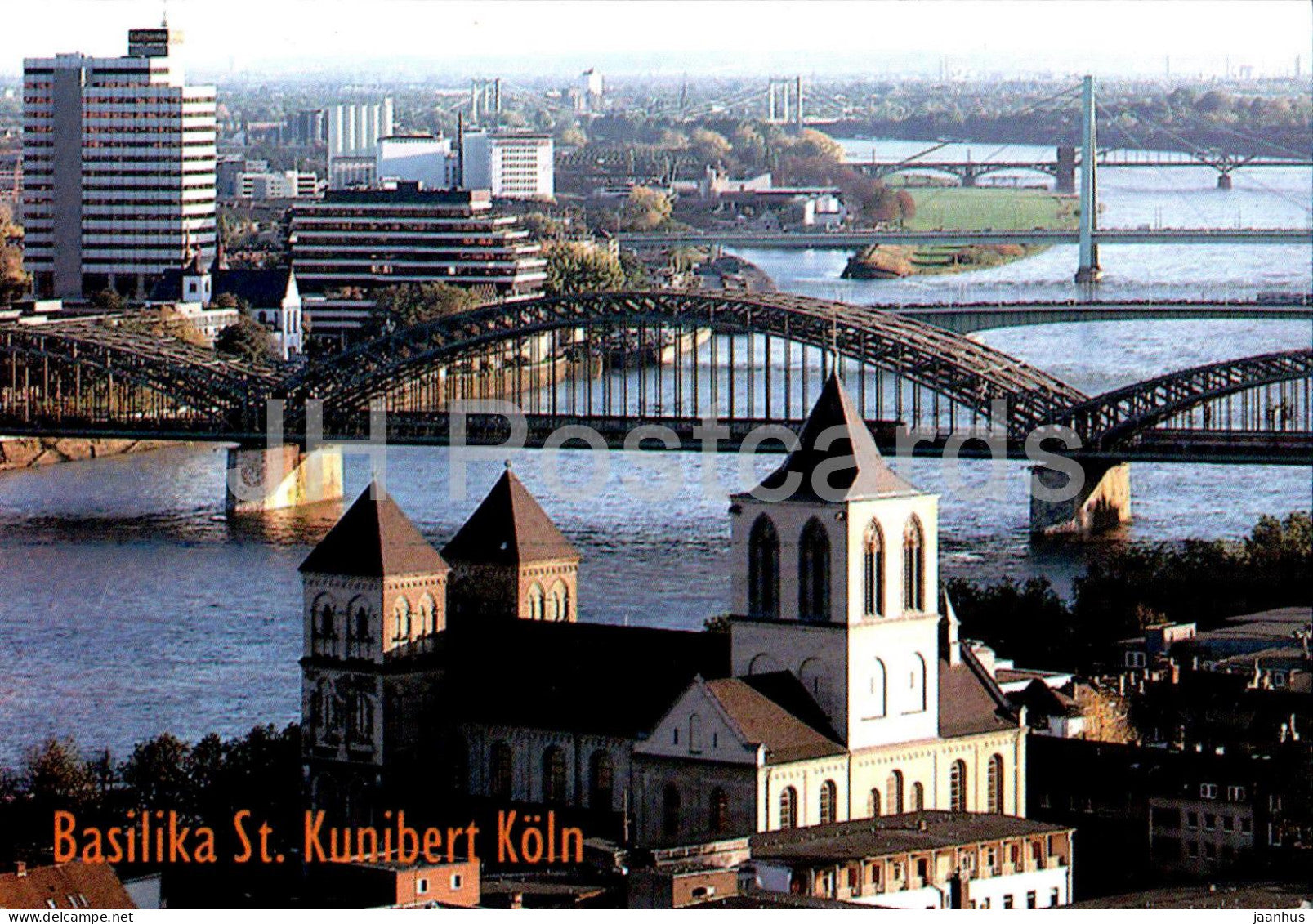 Koln - Cologne - Basilika St Kunibert - bridge - cathedral - Germany - unused - JH Postcards